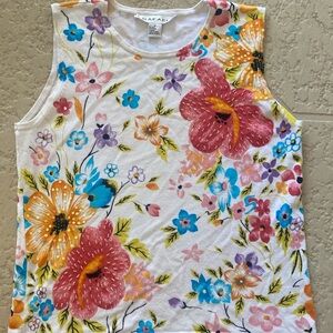 Rafael Floral beads sequins Sleeveless Top size Medium